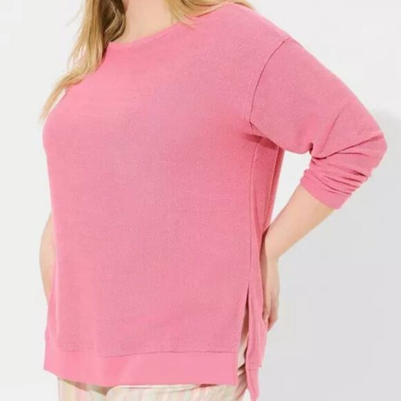 NWT Torrid Plus Size 2X Reverse French Terry Drop Shoulder Sweatshirt in Pink - Picture 3 of 5